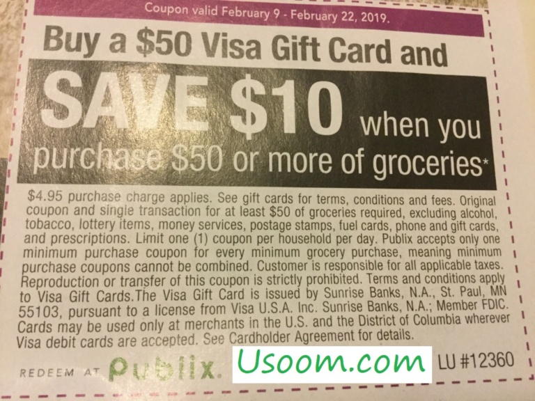 Publix Buy a 50 Visa Gift Card and Save 10 Banking
